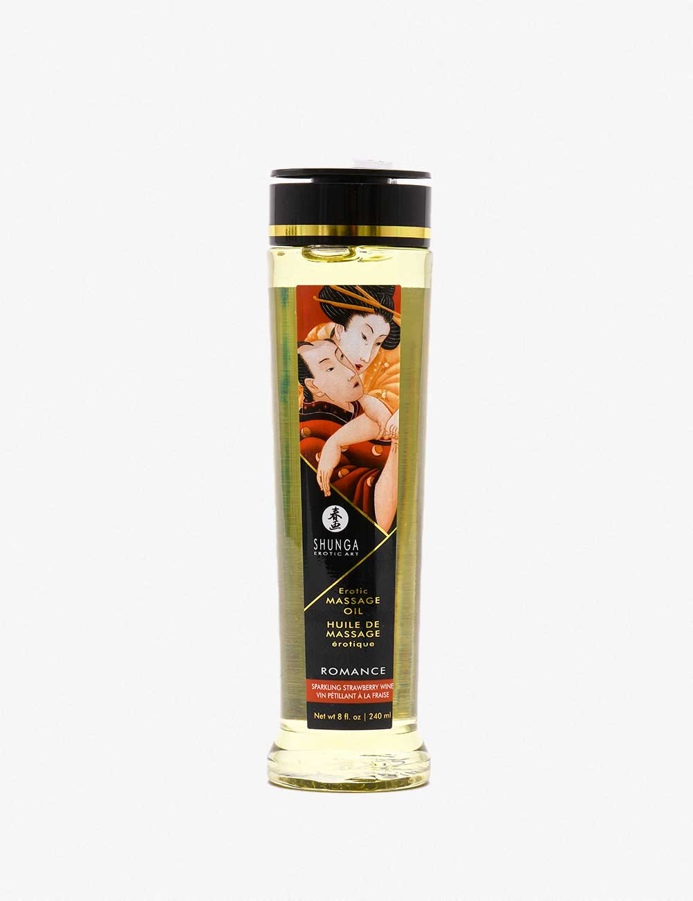 Huile de Massage SHUNGA Romance - Vin Pétillant à la Fraise 240 ml